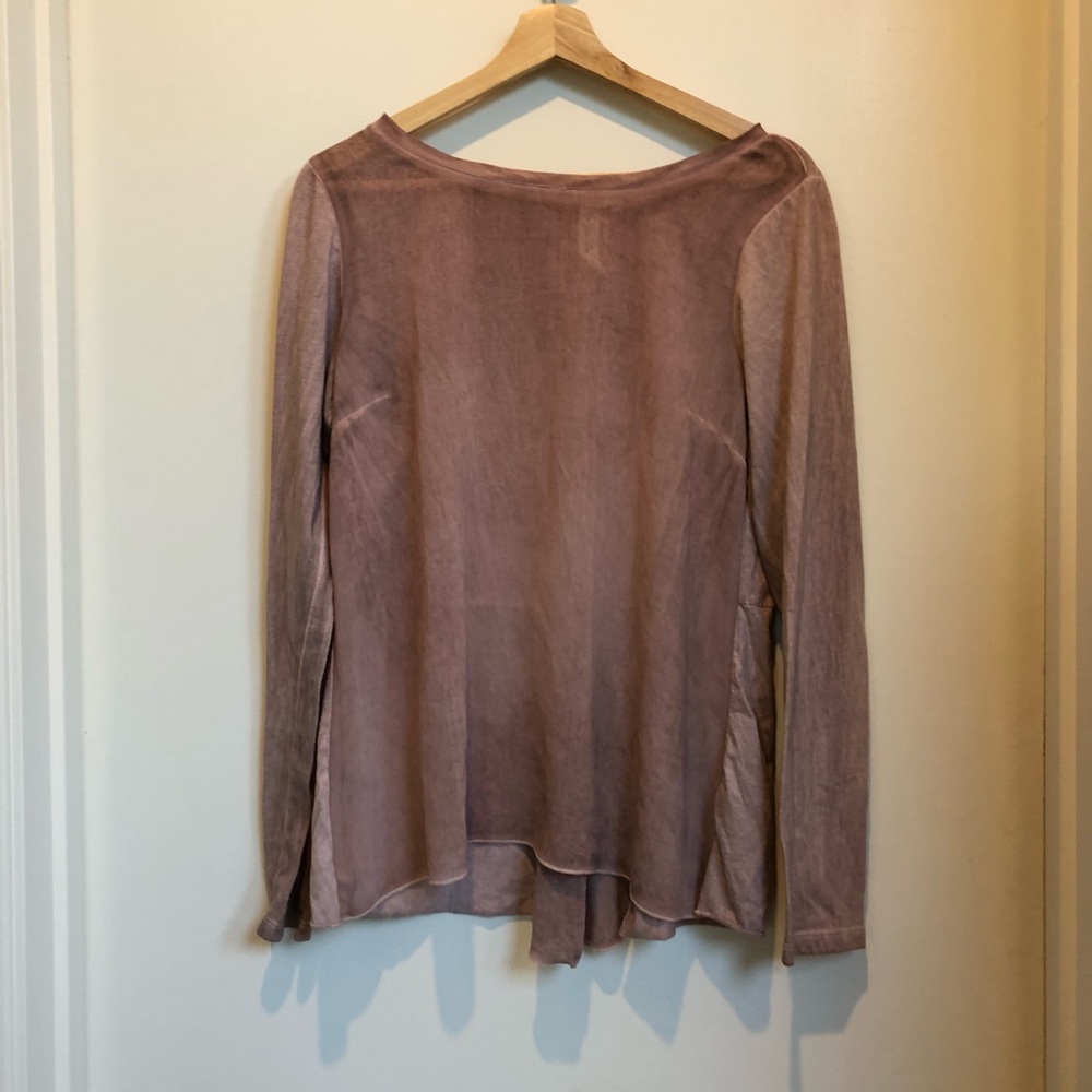 Mauve Dyed Silk and Cotton Long-sleeve top